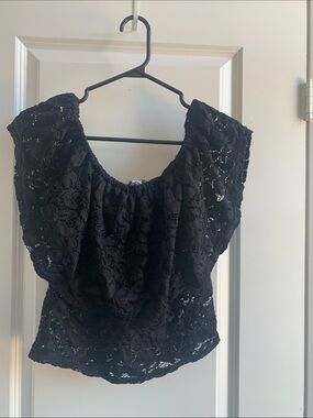 Women's Black Lace Off-Shoulder Blouse
